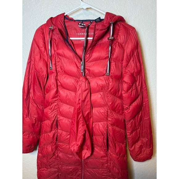 Tommy Hilfiger Packable Lightweight Premium Down Blend Puffer Coat Red Small - Picture 2 of 5